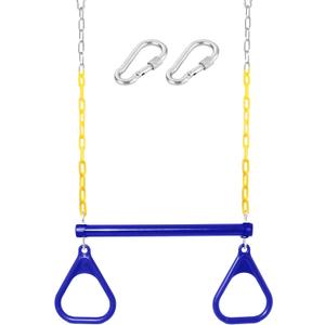 18" Trapeze Swing Bar Rings 48" Heavy Duty Plastic Coated Chains Swing Set Accessories Playground Swing Seat (Blue)