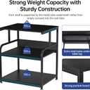 Fannova Printer Stand, 23.6 x18.9 x 30 Inches Large Printer Table with Adjustable Storage Shelf, 3 Tier Rolling Printer Cart with Wheels for Home Office, Stand for Heat Press Mini Fridge, Black