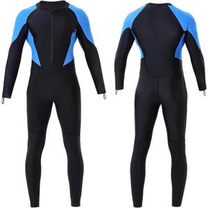 DEHAI Women Men Dive Skins Suit Rash Guard Full Body Swim Swimsuit, 1mm Wet Suits Drysuits Long Sleeve Youth UV Sunsuit for Diving Kayaking Surfing Scuba Waterski Water Sports (X-Large, Blakc with blue Mens)