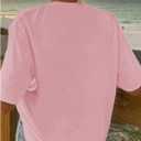 Verdusa Graphic Tees for Women Cute Cartoon Drop Shoulder Short Sleeve Summer T Shirt (Small, Pink)