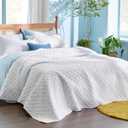 Bedsure Oversized King Quilts - Lightweight Bedspreads Oversized King Size with Basket Weave Pattern, Soft Quilt Bedding Set, White Comforter Set Coverlet with 2 Pillow Shams (120" x 120") | Skin-Friendly Soft, All-Season Comfort, Breathable, Lightweight, Machine Washable