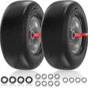1PZ ZTM-15T 13x5.00-6 Flat Free Lawn Mower Tire and Wheel 13x5x6 Solid Front Tires for Zero Turn Mower 500Lbs Load 3/4" 5/8" and 1/2" Bearings 4.33"-6.73" Hub for Residential Commercial