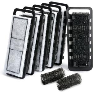 NICREW Slim Aquarium Filter Cartridges (6 pcs) with Intake Sponges (2 pcs)