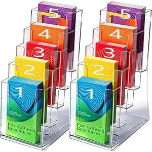 23 Pack Acrylic Brochure and Card Holder Stand, 4x9 Inch Clear Brochure Holder Stand with Heavy Base for Tabletop, Counter, Desk, Flyers, Menus, Postcards, acrylic brochure holder for Office, Restaurant, Retail