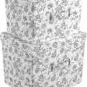 Martha Stewart Essential Collapsible Stackable Decorative Home Storage Organization With Lidded Tops, Set of 2 Nesting Boxes with Lids, Bedford Floral