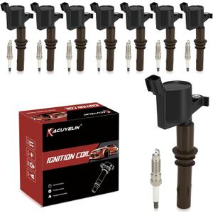 DG521 Ignition Coil Pack and Iridium-Platinum Spark Plugs Set of 8 Compatible with Ford Expedition Explorer F-150 F-250 F-350 Super Duty Mustang Lincoln Navigator Mercury Mountaineer 4.6L 5.4L V8
