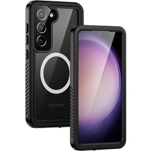 Lanhiem Magnetic for Samsung Galaxy S23+ Plus Phone Case, IP68 Waterproof Dustproof Case with Built-in Screen Protector, Rugged Full Body Protective Cover for Galaxy S23 Plus 6.6 Inch, Black
