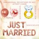 Rose Gold Just Married Balloons Banner Bridal Shower Decorations Diamond Ring Balloon for Women Married Car Bachelorette Wedding Party Decorations Photo Props