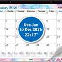 CRANBURY Large 22x17 Desk Calendar 2026, Use January to Dec 2026 as Big Deskpad Calendar or Extra Large Hanging Wall Planner, Colorful Seasonal Designs, Includes Stickers