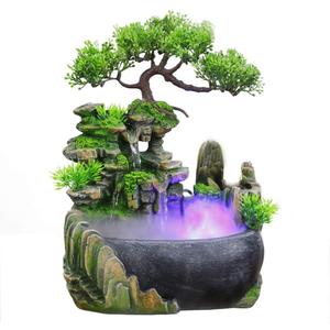 Indoor Water Fountain, Indoor Fountains and Waterfalls with Color LED Light & ON/Off Switch, Small Rockery Stream Tabletop Fountain Waterfall Decor for Home Office Bedroom