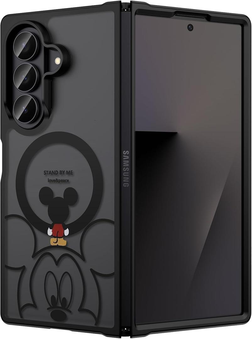 Threehundred for Samsung Galaxy Z Fold 7 Case Magnetic [Compatible with MagSafe], Cute Aesthetic Design Translucent Matte Military Grade Protection Hard Rugged Phone Case for Girls Women - Black