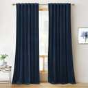 RYB HOME Velvet Curtains 102 inches Long, Back Tab Room Darkening Noise Reducing Window Treatment for Living Room Bedroom Privacy Protect for Stuido, Navy Blue, W52 x L102 inch, 2 Panels