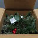 National Tree Company 18 in Pre-Lit Colonial Fir Artificial Christmas Urn Filler, Christmas Decoration with Pinecones, Red Berries, 35 Clear LED Lights, 167 Tips, Timer, Tripod Stake, Green