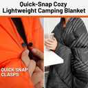 Lightweight Camping Blanket, Packable, Down Alternative, Puffy, Printed Wearable Blankets, Warm Camping Quilt with Snap Buttons for Outdoor, Travel, Hiking