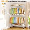 Rolling Clothes Rack, Clothing Racks for Hanging Clothes, White
