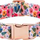 Spring Dog Collar, Blue Floral Print Pet Collars Light Pink Cute Durable Metal Buckle Girl and Boy Dog Collars Adjustable for Small Medium Large Dogs XS