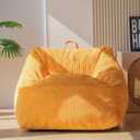 MAXYOYO Bean Bag Chair, Floor Sofa with Handle, Bean Bag Chairs for Adults and Kids, Teens Living Room Bean Bag, Accent Sofa Chair with Pocket for Gaming Reading Relaxing (Orange)