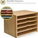Prosumer's Choice 5-Tier Natural Wood Letter Tray Desk Organizer - Desktop File Sorter for Letter, A4 Documents - Paper Organizer for Desk - Ideal for Home and Office Organization, Light Brown
