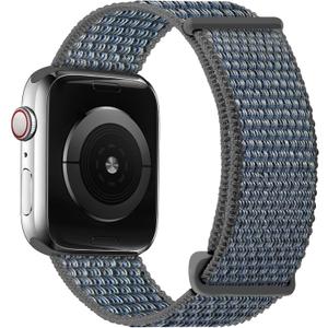 Sport Loop Nylon Band Compatible with Apple Watch Series 11/10/9/8/7/6/5/4 SE 3/2/1 42mm 41mm 40mm 38mm, Adjustable Comfortable Braided Fabric Rugged Strap for iWatch Women Men, Storm Gray