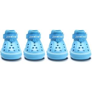 JZXOIVA Dog Shoes for Hot Pavement, Dog Booties for Medium Dogs, Breathable Dog Boots & Paw Protectors, Adjustable Non-Slip Rain Booties, Waterproof Pets Sandals for Beach Blue Size 5