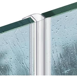 Shower Door Side Seal Strip 78.74 Inch (39.37" x 2 Pcs) Frameless Glass Sliding Door Sweep Clear PVC Waterproof U-Type for 3/8'' (10 Mm) Glass to Stop Shower Leaks No Adhesive Needed
