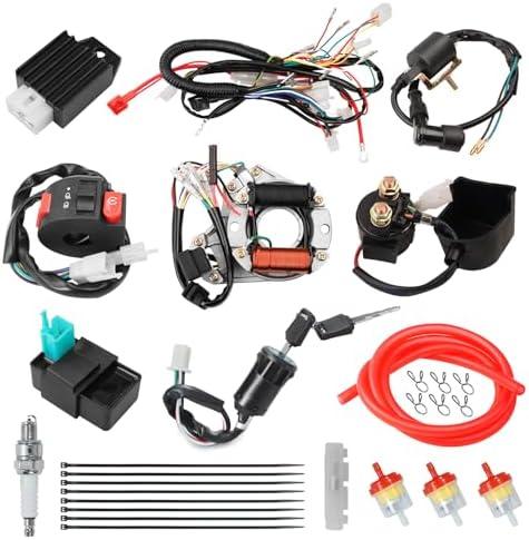 HOOUP Wiring Harness Kit Stator CDI Box Ignition Coil Voltage Regulator Rectifier for 50cc 110cc 125cc Tao Tao Coolster Apollo Kazuma Sunl Chinese ATV Quad Kids Four Wheeler 4 Stroke Engine Parts