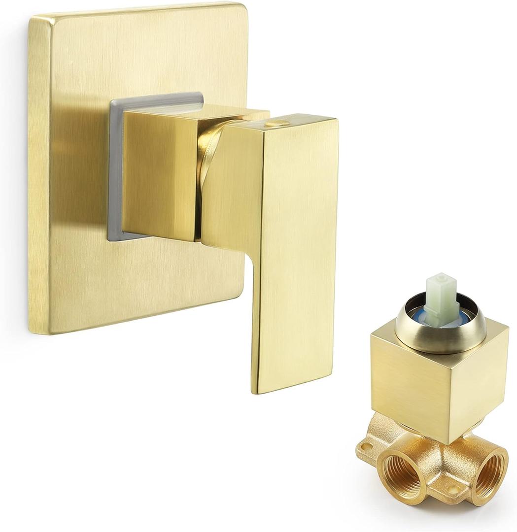 SKOWLL Shower Valves Wall Mount Single Handle Shower Valve Kit Bathroom Shower Trim Kit Rough-in Valve, Brushed Gold