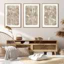ANHUIB Framed Beige Botanical Canvas Wall Art 24 * 36 Inch Neutral Floral Wall Decor Vintage Flower Farmhouse Artwork for Living Room Bedroom Office Set of 3