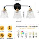 YUNICE 3 Light Bathroom Vanity Light Fixtures Brushed Black and Gold Wall Sconce with White Glass Shade E26 Base Vintage Mirror Lights for Bathroom, Bedroom Antique Brass Wall Lamp, 3 light Glass flower Shade
