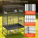VEVOR Bird Cage, 31.5 x 20.5 x 52 inch, Flat Top, Wrought Iron Bird Flight Cage with Perches, Slide-Out Tray and Plastic Feeders, Casters, for Parrot, Blue Tit, Cockatiel, Canary, and Monk Parakeet