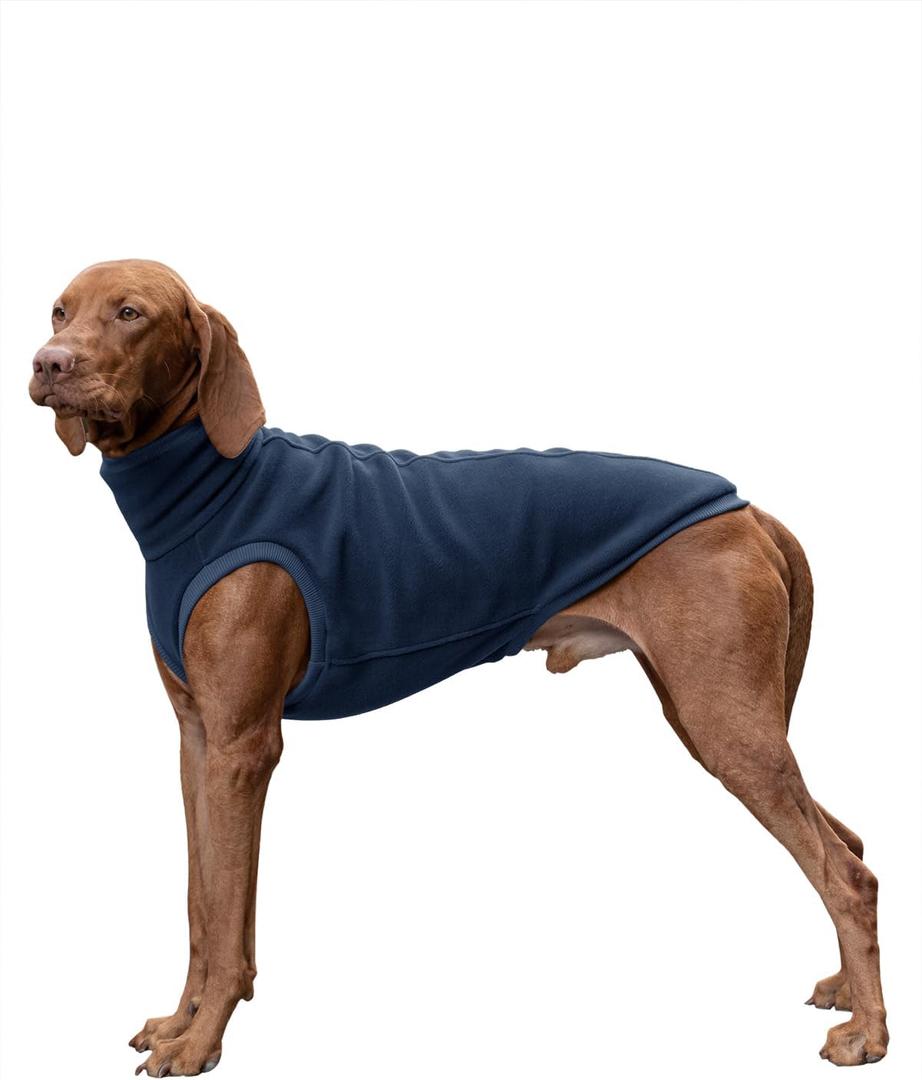 Haloumoning Fleece Dog Sweater Turtleneck Pullover Sweatshirt Pet Winter Warm Clothes (Medium, Navy Blue)