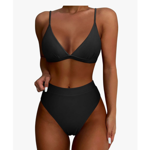 SUUKSESS Women High Waisted High Cut Bikini Set Sexy Triangle Two Piece Swimsuits, Size L