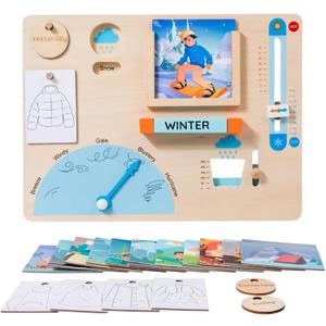 Montessori Weatherboard for Kids, Wooden Weather Station Toy, Preschool Learn Weather Education Toy for Age 3+