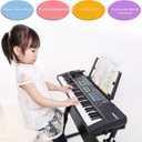 Piano Keyboard, 61 Keys Beginner Electronic Keyboard Portable Digital Music Keyboard, Early Education Music Instrument with Microphone & Music Sheet Stand