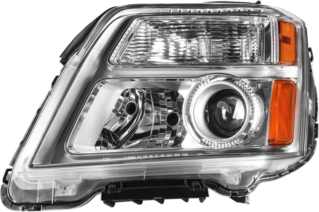 PHILTOP Headlights Assembly Compatible with 2016 2017 GMC Terrain,Chrome Housing Clear Lens Amber Reflector,Halogen Headlamps Left & Driver Side