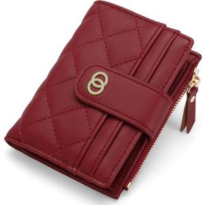 GAEKEAO Small Wallet for Women Slim Bifold Leather Credit Card Holder Wallets Zipper Pocket Coin Purse with ID Window