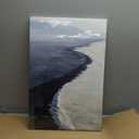 Navy Blue Ocean Painting Blue Sea Wave Picture Abstract Sea Wall Art Black and White Beach Painting Coastal Seascape Pictures Nature Seascape Canvas Beach Scene Poster for Bedroom 16x24in with Frame