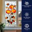 2 x Fall Leaf Privacy Window Film Autumn Pumpkin Stained Glass Window Film Stained Decals Static Cling Sun Blocking Decor for Fall Home Windows Doors Glass Decor 17.7 x 39.3 Inch