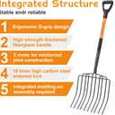 HIGHLIGHT Pitch Fork Pitchfork,10-Tine Wide 45Inch Fiberglass Manure Fork