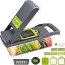 Wotay Vegetable Chopper,Grater,Cutter and Slicer 7 in 1 for Kitchen.Vegetable Fruit Potato and Onion Multi-Blade Dicer with Large Container, Green, WT005
