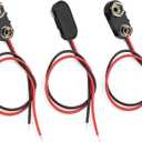 3 Pack 9V Battery Clip Connector Hard Shell for Arduino Electronics, Student Experiment, STEM Projects, and Research (I-Type)