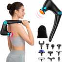 Back Massager with Heat & Cold Therapy, Foldable Deep Tissue Massage for Back & Shoulders, Cordless Percussion Massager for Pain Relief, 9 Speeds, 10 Heads