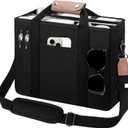 Canvas Tote Bag for Women - Crossbody Shoulder Handbag with Compartments, Everything Tote Bag for Travel, Office (Black)