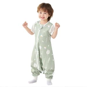 Super Soft 0.5 TOG Sleep Sack with Legs, 100% Organic Cotton Side Open Lightweight Toddler Sleep Sack with Feet, Foliage, Size L