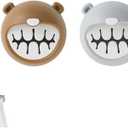 Adorable Bear Adhesive Hooks 2pcs - No Drill Child-Safe Towel Rack, Space-Saving Wall Mount for Bathroom, Kitchen & Nursery, Cute Animal Design with Secure Hold (Gray & Brown)