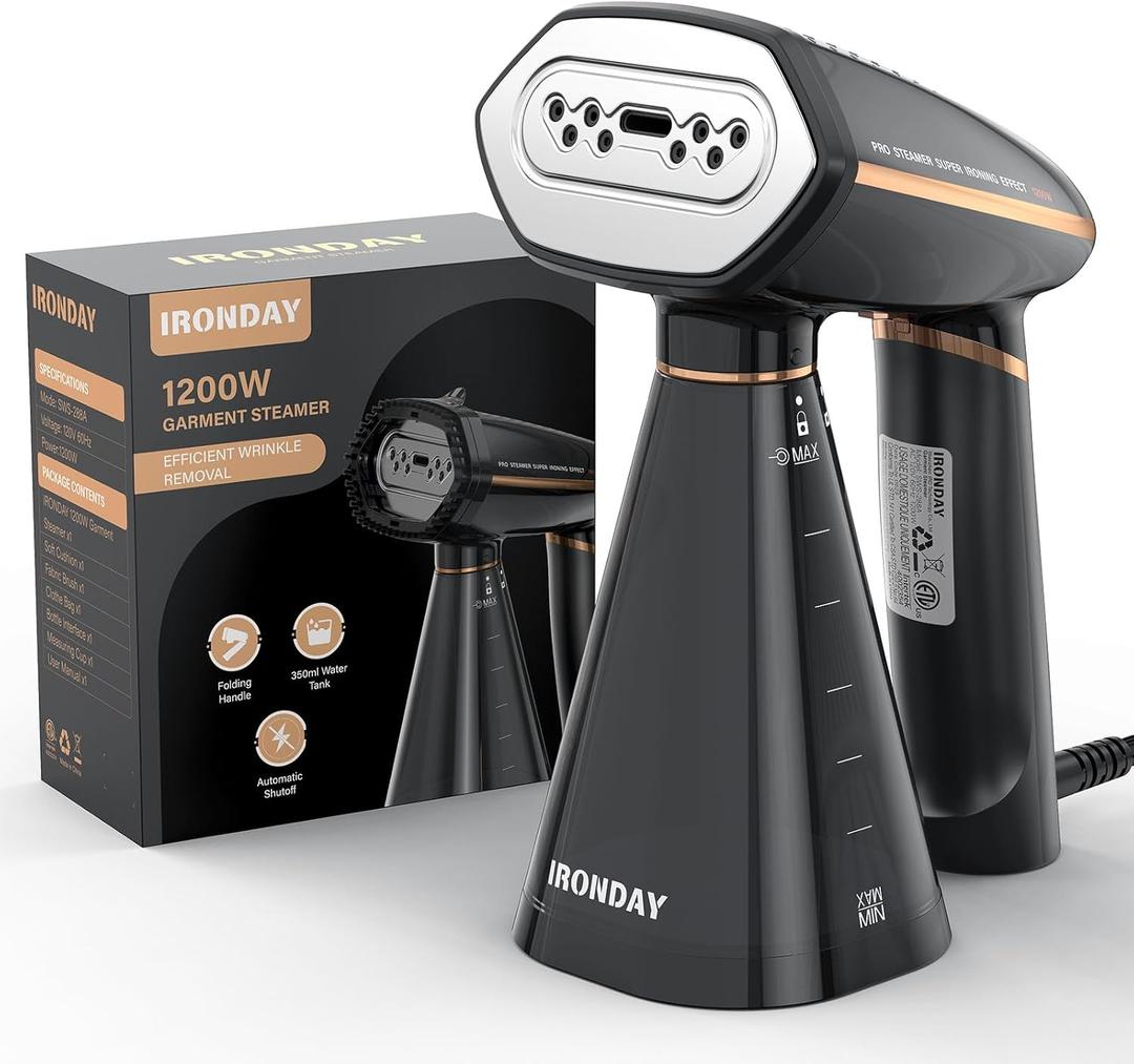 Travel Steamer for Clothes, Fast Heating,2 Steam Levels,1200W Portable Handheld Garment Steamer,350ml Detachable Water Tank, Auto Shutoff, Foldable Handle Clothes Steamer Removes Wrinkle