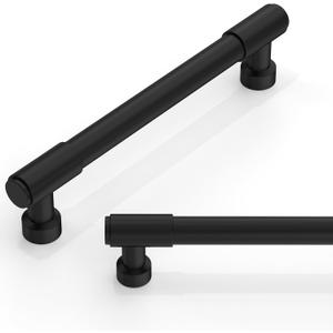 10 Pack Matte Black Cabinet Pulls 5 Inch(128mm) Kitchen Cabinet Handles Cabinet Hardware for Drawer Pulls (5" Hole Center)
