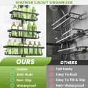 vorona Shower Caddy Hanging, 3 Tier Adjustable Rustproof Shower Organizer Hanging, Anti-Slip Buckle, Stainless Steel Shower Racks for Inside Shower with 8 Hooks, Shower Rack Bathroom Accessories