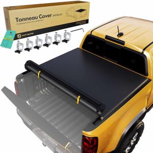 YHTAUTO Soft Roll Up Truck Bed Tonneau Cover | Auto Locking System | Compatible with 2004-2024 Ford F-150 & 2005-2008 Lincoln Mark LT Fleetside | Styleside 6.5 FT Bed (78") | All Weather Waterproof
