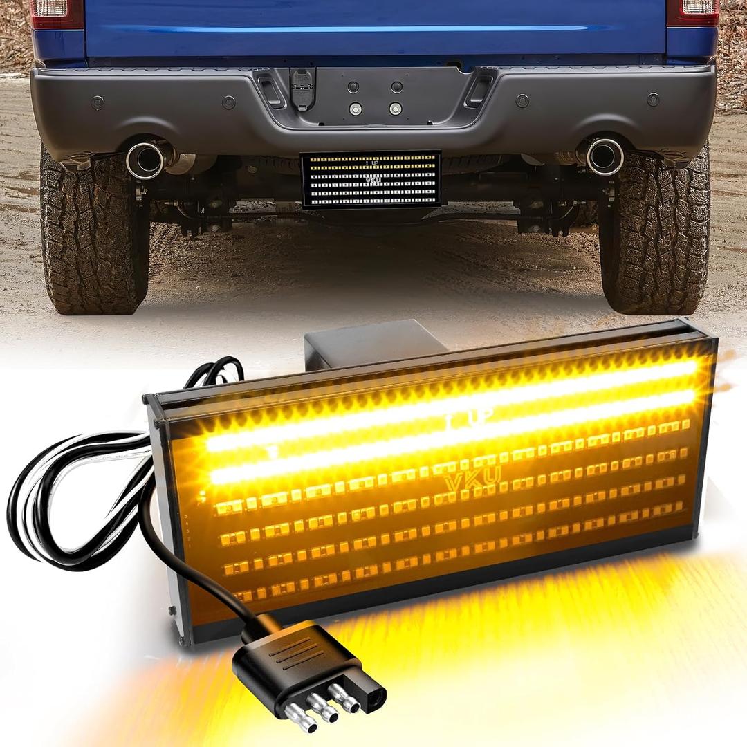 Hitch Cover with LED Light, 6 Rows and 216 pcs LED Chips 6 Mode of Full Lighting Universal Fit 2" Receiver for Towing Truck Chevy (Chevrolet), Ford, GMC, Dodge RAM, Jeep, ATV SUV Van SUV